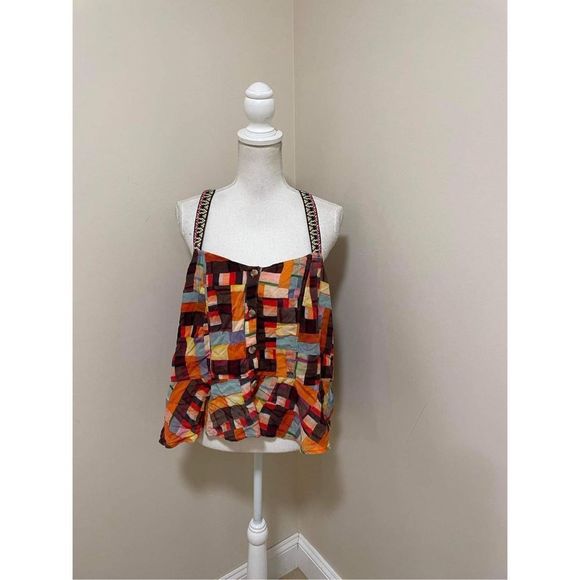 Anthropologie Pilcro Abstract Peplum Tank Size XL - Picture 5 of 8